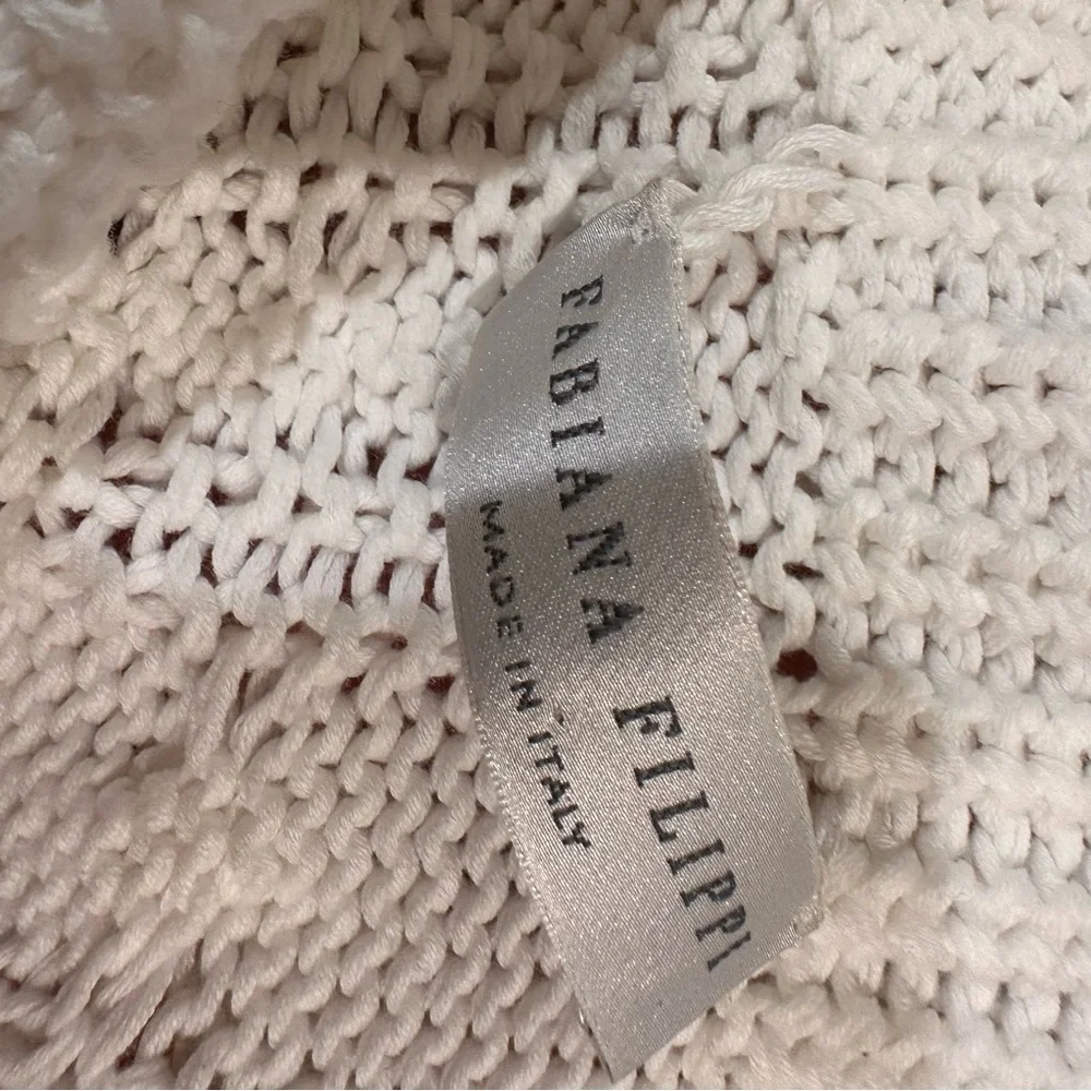 Fabiana Filippi Snow White Short Sleeve Cable Knit Cardigan  medium